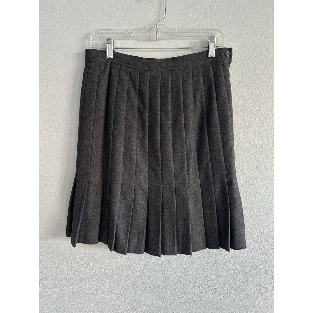 Vintage Valentino Pleated Skirt Gray Wool 44 Preppy Academia Career Office - Picture 2 of 12